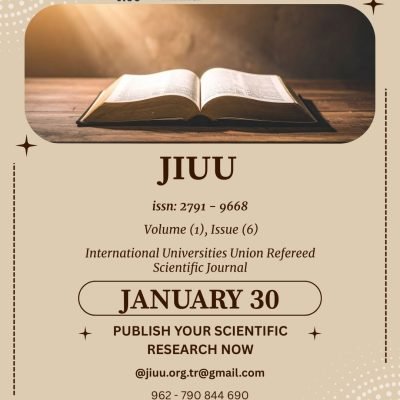 برعاية اتحاد الجامعات الدولي، تعلن مجلة اتحاد الجامعات الدولي العلمية المحكمة (JIUU) ورقمها المعياري: “9668 – 2791” عن بدء استقبال الأبحاث العلمية للنشر في العدد السادس من المجلد الثاني.