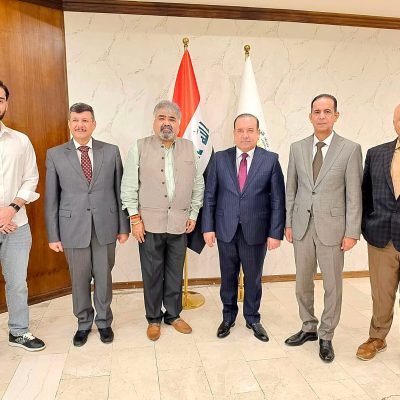 رئيس اتحاد الغرف التجارية العراقية يستقبل وفد غرفة التجارة والصناعة والزراعة العربية الهندية.